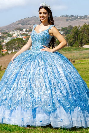 Embroidered Lace Applique Strapless Sheer Corset Ombre Ball Gown for Women 4/XS-16/3X